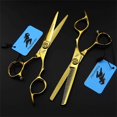 thumbnail image 2 of Juego de tijeras profesionales para cortar el cabello, 6 pulgadas, acero dorado 440C, tijeras de barbero con cuchillas afiladas de precisión., 2 of 5