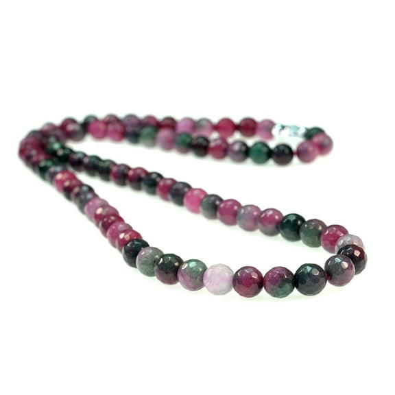 Purple Whale 19" Round Pink Green Quartz Gemstone Necklace