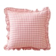 thumbnail image 2 of Cotton Ruffled Throw Pillow Cover Checkered Frill Cushion Cover Cottagecore Sofa Decor Pink Plaid, 2 of 7