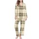 thumbnail image 1 of Puntoco Conjunto de pijama cómodo para mujer, conjunto de pijama informal de manga larga con solapa y estampado navideño a la moda para mujer, conjunto de pijama informal con parte superior y pant, 1 of 5