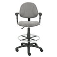 thumbnail image 6 of Boss Office Products Contoured Comfort Rolling Fabric Drafting Stool with Arms in Gray, 6 of 9