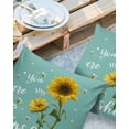 thumbnail image 3 of Idyllic Yellow Sunflower Bee Outdoor Pillow Covers Waterproof Throw Pillow Cover 20x20in Set of 2,Square Decorative Pillowcases Cushion Case for Patio Sofa Couch,Sunshine Quote on Teal, 3 of 7