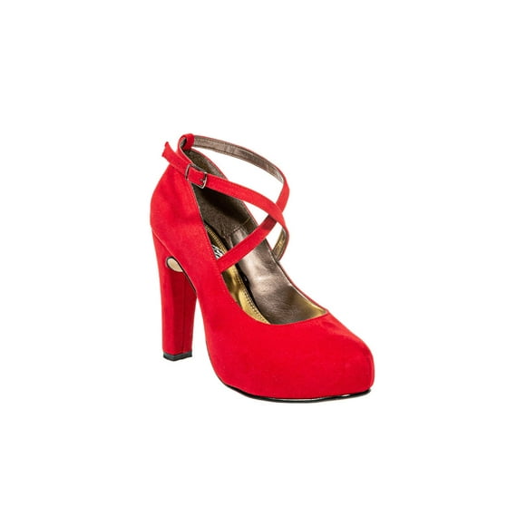 ZAPATILLAS TACONES VESTIR LEON MUJER DAMA ROJO GAMUZA 9801 LEON 9801