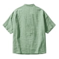 thumbnail image 6 of Men's Cotton Linen Shirts Solid Loose Short Sleeved Collar Buttons Top Soft Comfort Casual Tee Shirts Holiday Street Clothing Summer Beach Wear, 6 of 7