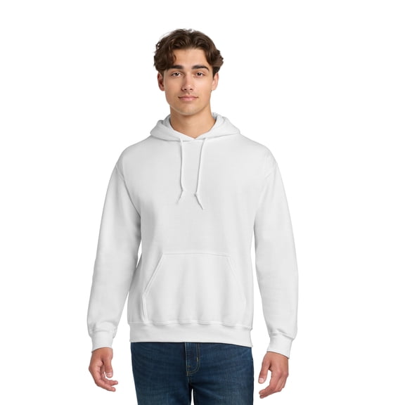 Gildan Unisex DryBlend Hooded Sweatshirt, 50/50 Blend Pullover Hoodie with Pouch Pocket, White, 3XL