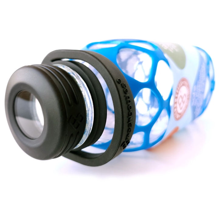 Meshbottle with Glass Top - French Blue - Plastic-free, BPA-free, Phthalate-free Glass Water Bottle - 32 oz