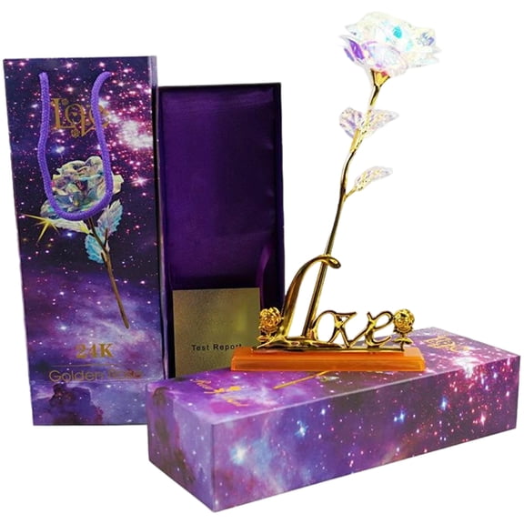 Galaxy Rose with Stand Gift Box Set Foil Forever Rose Gifts for Mothers Day Valentines Day Birthday Rose Flower for Girlfriend Women