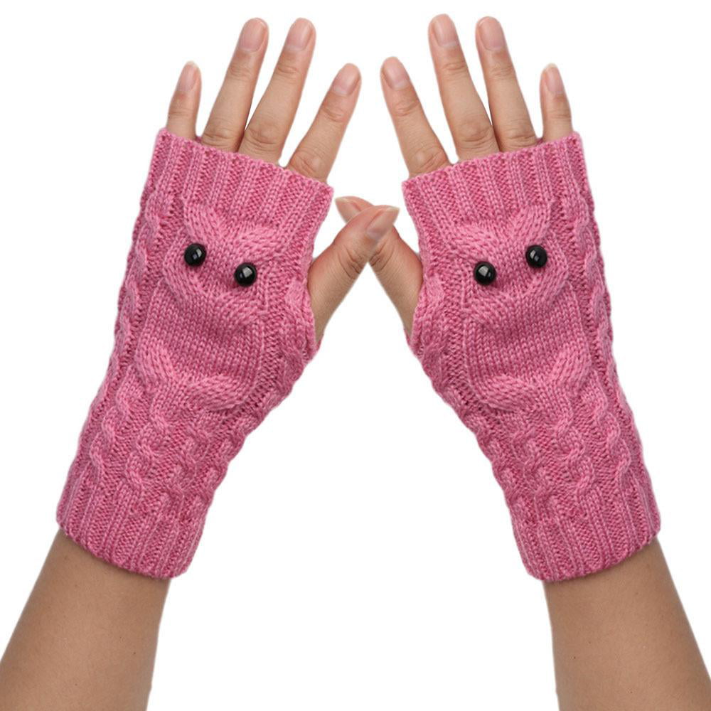 1Pair Women Fingerless Gloves Half Finger Knitted Mittens Winter Warm Supplies