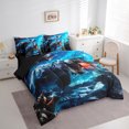 thumbnail image 3 of Manfei Dinosaur Print Bedding Comforter Set 7 Pieces for Boys, Ocean Dino Full Bedding Set, Wild Animal Wildlife Fitted Sheet Flat Sheet, Ultra Soft Bedroom Decor, 3 of 7