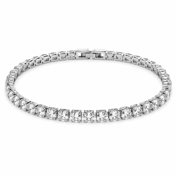Uloveido Women's Stainless Steel Tennis Bracelet with AAAAA Cubic Zirconia, 4mm, Fold-Over Clasp, 6.5-8 inch