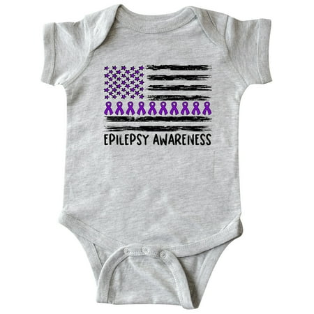 

Inktastic Epilepsy Awareness Purple Ribbons and Flag Gift Baby Boy or Baby Girl Bodysuit