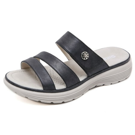 

Womens Sandals Simple Buckle Sporty Wedge Plus Size Slippers for Women