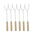 thumbnail image 1 of Barbecue Forks Stainless Steel with Wood Handle for Sausage 6Pcs, 1 of 5