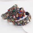 thumbnail image 4 of Diadema barroca adornada con cristales, bandas anchas de terciopelo enjoyadas, ropa brillante para fiesta de bodas, 4 of 5