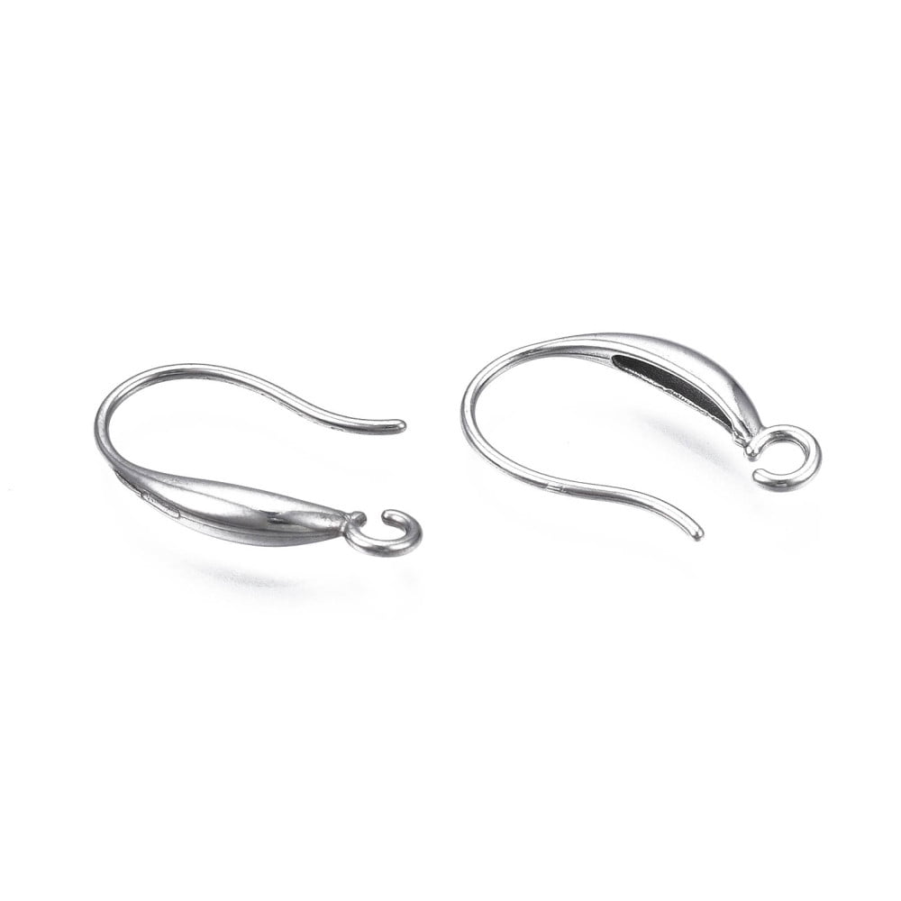 Resistant 304 Stainless Steel Earring Hooks with Horizontal Loop Flat Ear Wire Stainless Steel color 18x10x3mm Hole: 2mm 20 Gauge Pin: 0.8mm