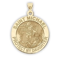 PicturesOnGold.com Saint Michael - Protect My Daughter - Religious Medal 1 Inch in Solid 14K Yellow Gold