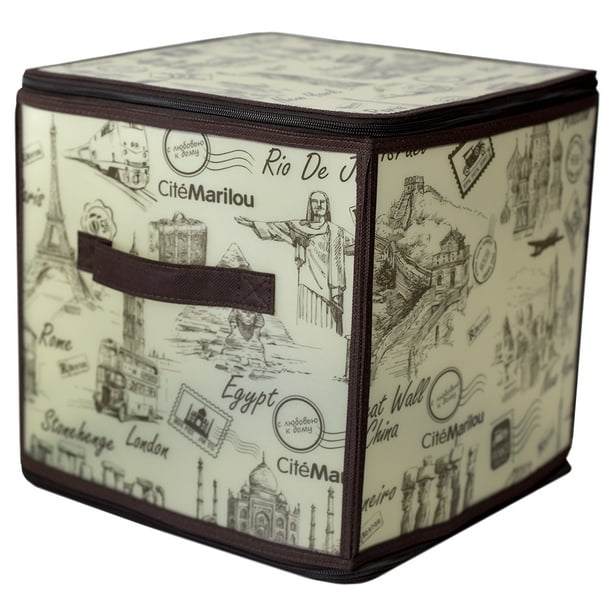 Cities 12" x 12" Zippered Plastic Storage Box