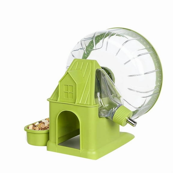 4 in 1 Quiet Hamster Exercise Wheel, Multi Functional Hamster House with Running Wheel, Water Bottle, Food Bowl Green