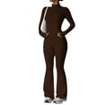 thumbnail image 2 of Womens Two Piece Tracksuit Yoga Set Long Sleeve Zipper Jacket with Athletic High Waist Flare Leggings Workout Outfit, 2 of 8