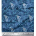 thumbnail image 1 of Soimoi Blue Japan Crepe Satin Fabric Facets Triangle Geometric Print Sewing Fabric BTY 44 Inch Wide, 1 of 3