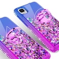 thumbnail image 4 of Liquid Quicksand Glitter Cute Phone Case for TCL ION Z / TCL A3 A509DL / TCL A30 / A30 Case Ring Kickstand for Girls Women Clear Bling Diamond Phone Case Cover - Purple/Blue, 4 of 5