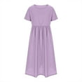 thumbnail image 7 of Taqqpue Girld Summer Dresses Loose Fit Casual Round Neck Solid Color Sundress Short Sleeve Maxi Dresses Flowy Long A-Line Beach Dress 5-15T, 7 of 7