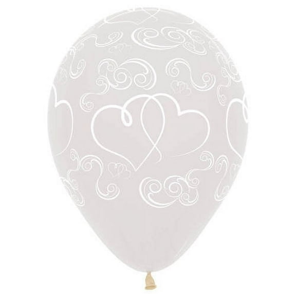 11 inch Crossed Hearts Latex Balloons (50 Pack) - Party Supplies Decorations