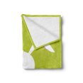thumbnail image 2 of Bunny Soft Flannel Fleece Throw Blanket, Cartoon Character on a Green Background Clipart Nursery Composition, Cozy Plush for Indoor and Outdoor Use, 50" x 60", Apple Green White, by Ambesonne, 2 of 5