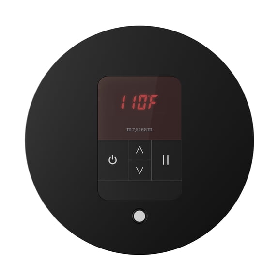 Mr Steam iTempo Round Steam Shower Control and Steamhead in Matte Black