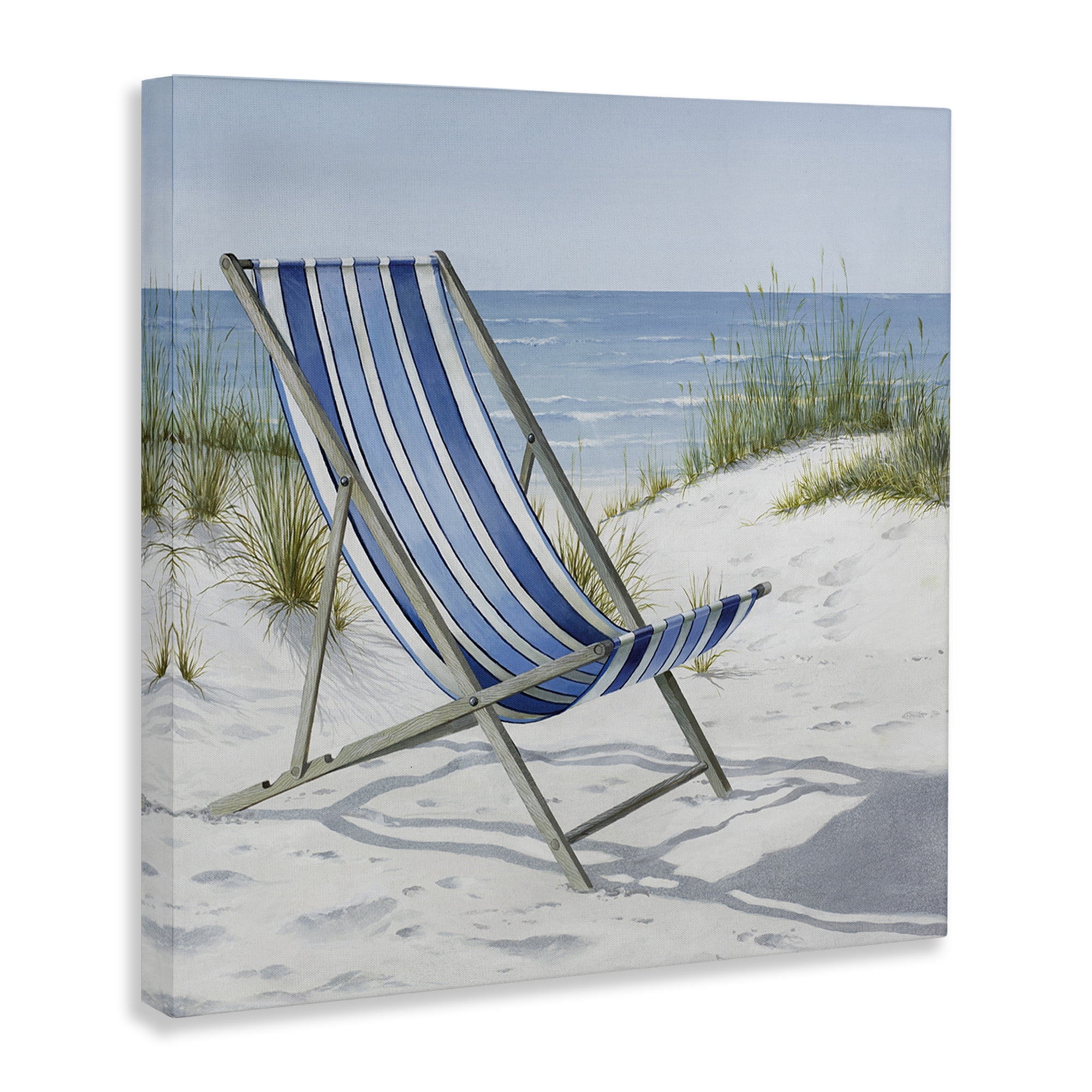 Stupell Industries Tranquil Beach Chair Landscape Painting Gallery Wrapped Canvas Art Print Wall Art, 24 x 24
