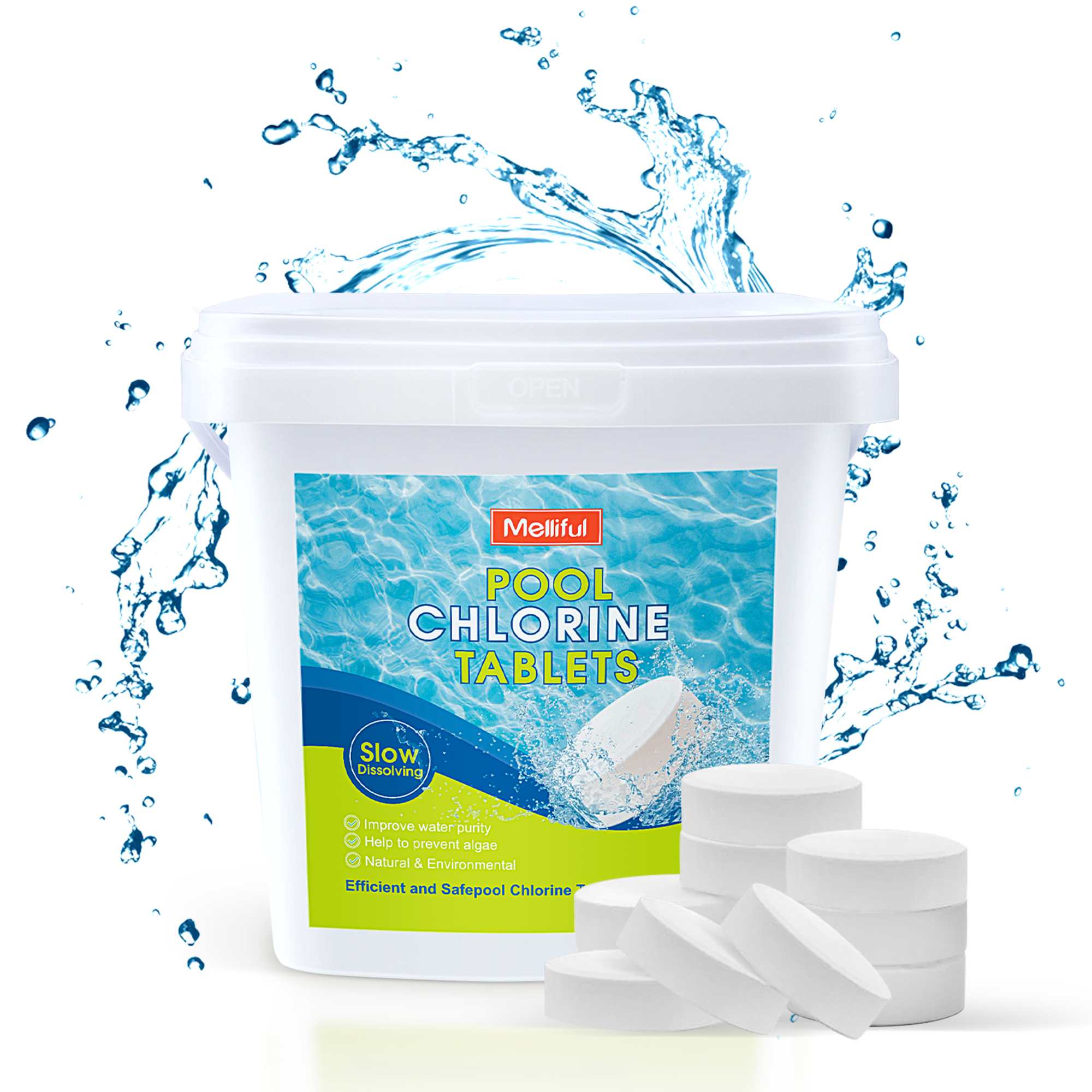 1 lb Chlorine Tablets for Pools, 1 inch Chlorine Tabs Pool Shock for