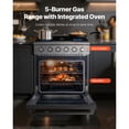 thumbnail image 2 of KFFKFF 30-Inch Freestanding Gas Range Oven, Stainless Steel Stove with 5 Sealed Burners, Convenient Racks, Storage Drawer, 4.8 Cu. Ft. Capacity, Ideal for RVs, Apartments, and Mobile Homes, 2 of 9