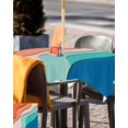 thumbnail image 5 of Rainbow Wave Red Blue Square Tablecloth with Zipper,Waterproof Table Cloth with Umbrella Hole Patio Tablecloths for Outdoor Tables,Modern Color Block Ripples Washable Spillproof Table Cover, 5 of 6