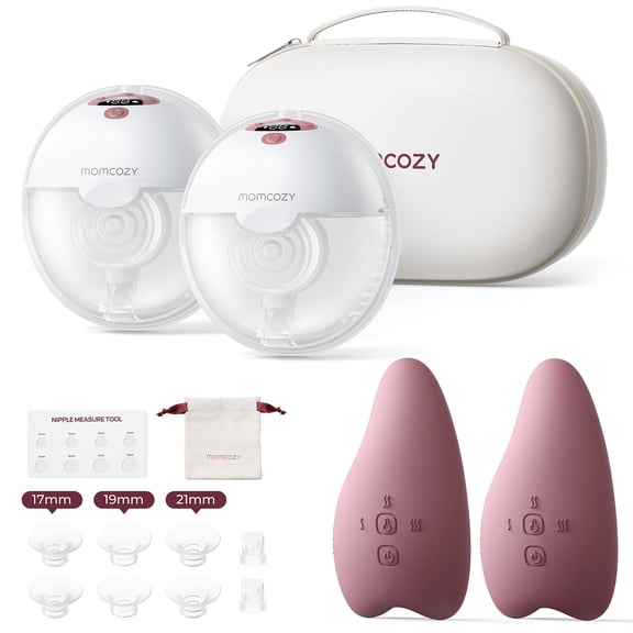 Momcozy M5 Breast Pump & A1 Lactation Massager Combo -Wearable Breast Pump with Double-Sealed Flange (3 Modes/9 Levels) 2-in-1 Lactation Massager (Heat & Vibration) for Clogged Ducts & Milk Flow