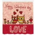 thumbnail image 3 of Ambesonne Valentines Day Shower Curtain, Owls Love Heart, 69"Wx70"L, Pink Red Yellow, 3 of 5