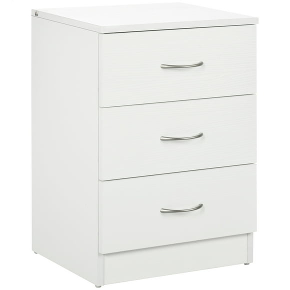 HOMCOM Bedside Table, Night Stand with 3 Drawer for Bedroom
