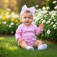 thumbnail image 3 of 3PCS Handmade Baby Girls Headbands Soft Stretchy Nylon Hair Bands Hair Accessories with Bows for Newborn Baby Girls Infant Toddlers Kids, 3 of 7