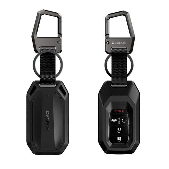 Dexnor Rugged Key Fob Cover with Carabiner & Keychain for Honda 2026-2022 Civic Accord CR-V HR-V Pilot 5 Buttons Keyfob Case Protector, Black