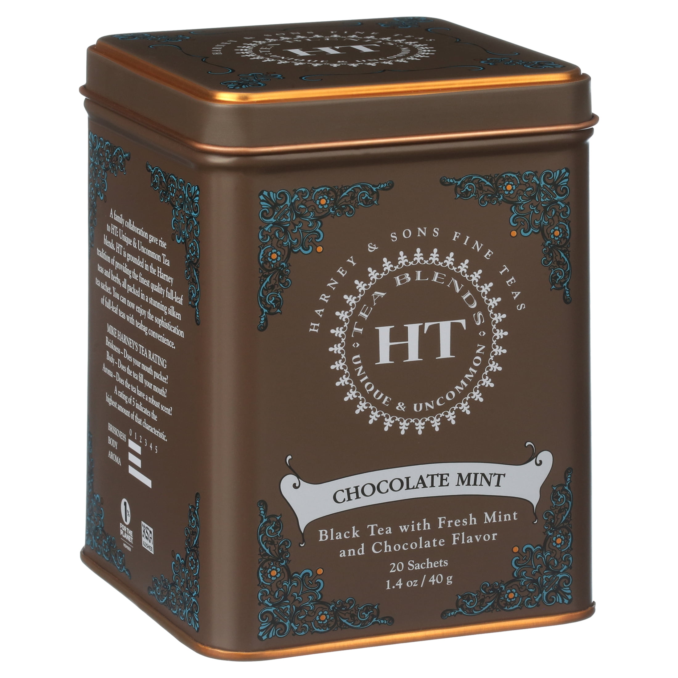 Harney & Sons, Chocolate Mint, Black Tea with Chocolate and Peppermint, 20 Ct