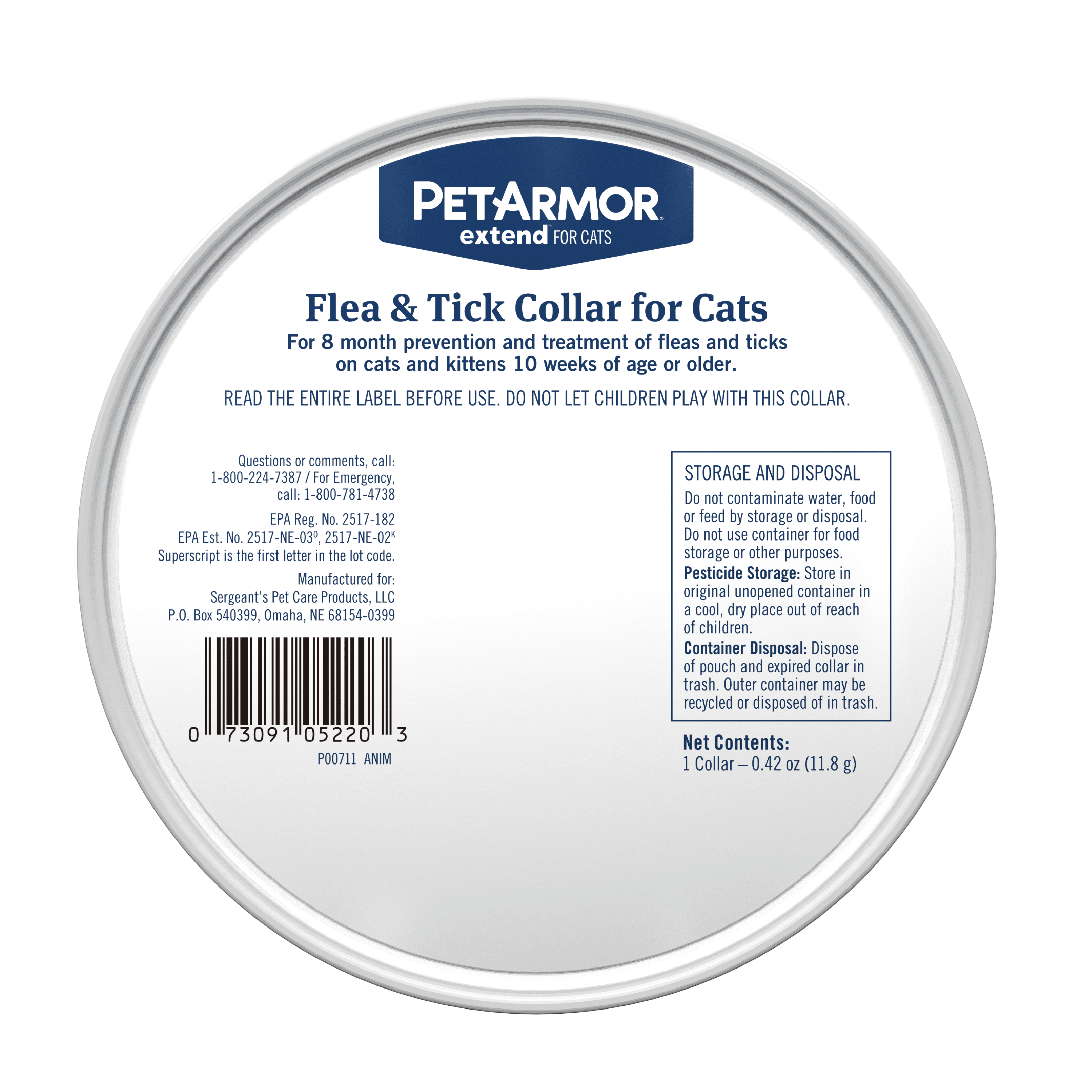PetArmor Extend Flea & Tick Treatment & Prevention Collar for Cats, 8 Months of Protection, 1 Count
