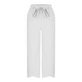 thumbnail image 4 of Diufon Cotton Linen Pants Women Summer Casual Drawstring Elastic Waist Straight Leg Capris Solid Color Loose Pant, 4 of 7