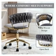 thumbnail image 5 of Home Office Chair, Upholstered Task Chair with Woven Open Back, 360° Swivel Desk Chair with Wheels, Adjustable Vanity Chair, Computer Chair for Office, Studio (Grey), 5 of 7