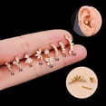 thumbnail image 1 of Pendientes de varilla gruesa de acero inoxidable con tornillos de doble cabeza, pendientes de mariposa con circonitas, pendientes perforados, 1 of 5