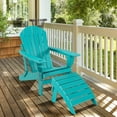 thumbnail image 1 of Gymax HDPE Adirondack Folding Ottoman Outdoor Footstool All-Weather Footrest Turquoise, 1 of 8