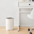 thumbnail image 5 of Sophisticates Cesta De Basura Ovalada De 14 Pulgadas, Color Blanco Con Cromo Cepillado, 5 of 5