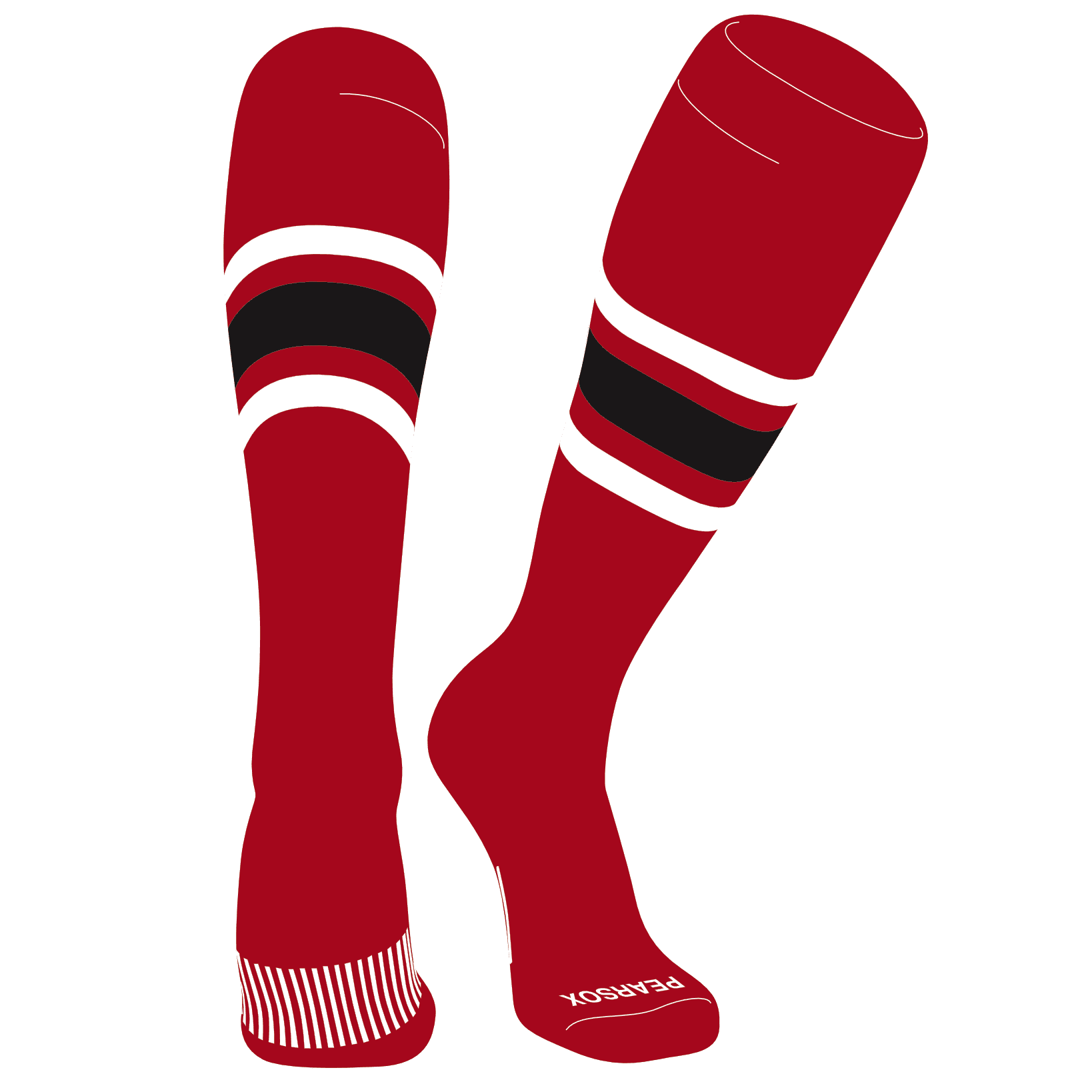 PEAR SOX Elite Baseball Knee High Socks (E) Red, White, Black