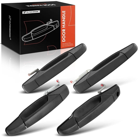 A-Premium 4-PC Set Exterior Door Handles Front Rear Driver Passenger Compatible with 2007 2008 2009 2010 2011 2012 2013 2014 Chevy Silverado 1500 Tahoe Suburban Avalanche & GMC Sierra Yukon Black