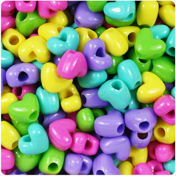 BeadTin Candy Mix Opaque 12mm Heart Pony Beads (250pcs)
