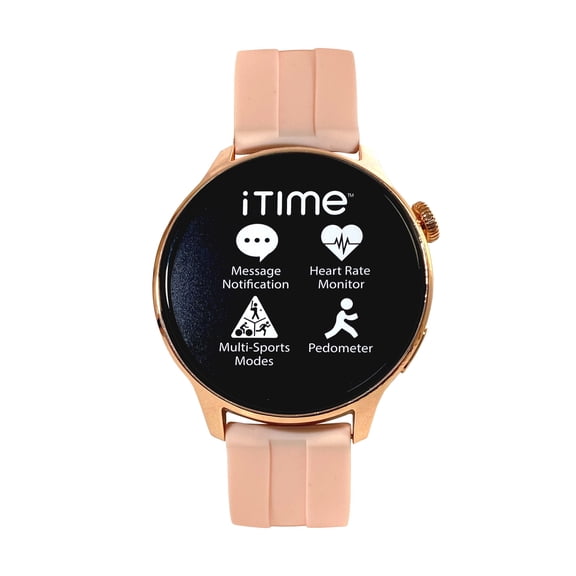 iTime Round Adult Smart Watch in Rose Gold Perforated Strap