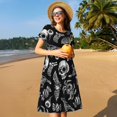 thumbnail image 4 of Disketp Skull bird bat spider para Vestido de Manga Corta para Mujeres, Vestidos de Verano para Mujeres, Casual y Holgado para la Playa, 4 of 6